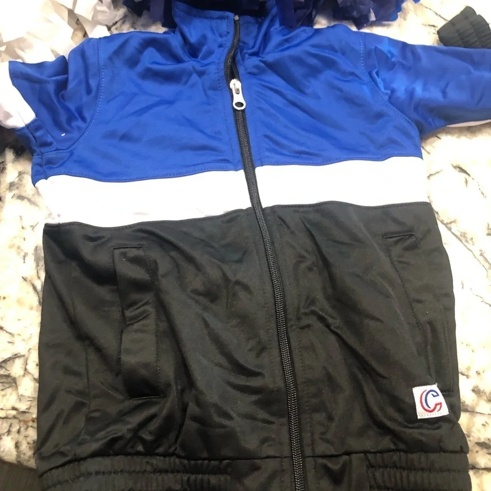 Blue Cheerleading Uniform with Pom Poms size medium youth